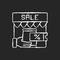 Transactional marketing chalk white icon on black background