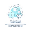 Transactional relationships turquoise concept icon