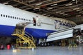 Transaero Boeing 747 under maintenance, Griffiss International Airport, Rome, NY Royalty Free Stock Photo