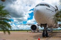 Transatlantic Boeing 777 in a parking lot in the Dominican Republic Royalty Free Stock Photo