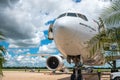 Transatlantic Boeing 777 in a parking lot in the Dominican Republic Royalty Free Stock Photo