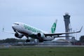 Transavia airplane taking off from Amsterdam Schiphol Airport AMS