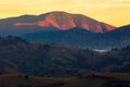 transcarpathian rural landscape at sunrise Royalty Free Stock Photo