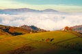 Transcarpathian rural landscape at sunrise Royalty Free Stock Photo