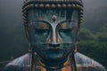 Transcendence in the Clouds: Buddha Meditating with Edgy Soft Focus and Soft Edges in Dark Cyan and White