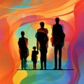 Transcendent Family Silhouette On Colorful Abstract Background