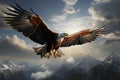 Transcendent flight eagle above clouds, a sublime transformation unfolds