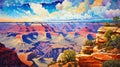 Transcendent Grand Canyon Oil Painting With Bright Blue Sky Royalty Free Stock Photo