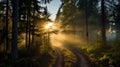 Transcendentalist Sunrise: A Captivating Nikon D850 Forest Road