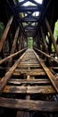 Transcendentalist Themes: A Stunning 8k Resolution Photo Of An Old Wooden Truss Bridge Royalty Free Stock Photo