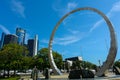 Transcending monument at Hart Plaza with GM Renaissance Center