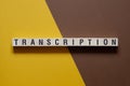 Transcription - word concept on cubes