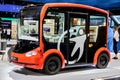 Transdev Mobileye autonomous driving shuttle bus showcased at the IAA Mobility 2021 motor show in Munich, Germany - September 6,