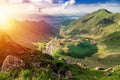 Transfagarasan Balea glacier lake. Above view of lake Balea in F