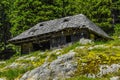 Transfagarasan landscape - old shed in the mountains - mountain landscape