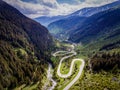 Transfagarasan Romania winding road aerial view Royalty Free Stock Photo