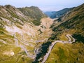 Transfagarasan, Romania. Winding road crossing Carpathian Mountains, Transylvania Royalty Free Stock Photo