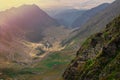 Transfagarasan valley view from the top of Carpathian mountains in Romania  2543 m The best driving track in the world Royalty Free Stock Photo