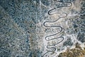 Transfagarasan winding road in the Carpathian mountains in winter Royalty Free Stock Photo