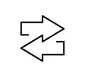 Transfer arrow icon. Double reverse symbol. Data transfer linear icon. Recycling sign. Arrow to left and right symbol