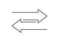 Transfer arrow icon. Double reverse symbol. Data transfer linear icon. Recycling sign. Arrow to left and right symbol