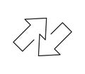 Transfer arrow icon. Double reverse symbol. Data transfer linear icon. Recycling sign. Arrow to left and right symbol