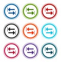 Transfer arrow icon flat round buttons set illustration design Royalty Free Stock Photo