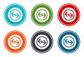 Transfer arrow icon flat vector illustration design round buttons collection 6 concept colorful frame simple circle set Royalty Free Stock Photo