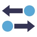 Transfer Arrows concept icon. Two blue arrows pointing in different directions. Sending, receiving or exchanging data, money.