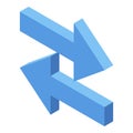 Transfer arrows icon, isometric style