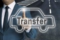 Transfer car touchscreen is operated by man concept