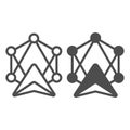 Transfer cycles and navigation cursor line and solid icon, neural dataset concept. Vector graphics. Blockchain cloud Royalty Free Stock Photo