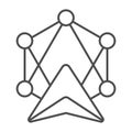 Transfer cycles and navigation cursor thin line icon, neural dataset concept. Vector graphics. Blockchain cloud, visual Royalty Free Stock Photo