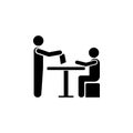 transfer documents to the seated person icon. Element of conversation icon for mobile concept and web apps. Isolated transfer