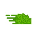 Transfer dollar icon, flat style design, quick money icon vector Royalty Free Stock Photo