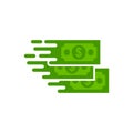 Transfer dollar icon, flat style design, quick money icon vector Royalty Free Stock Photo