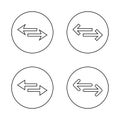 Transfer, exchange arrow outline icon set on circle line