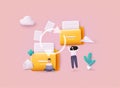 Transfer file of data between folder. Transmission of document. Backup of information on pc system. Exchange of file. 3D Vector