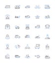 Transfer line icons collection. Transferability, Migration, Relocation, Handover, Transformation, Transport, Conversion Royalty Free Stock Photo