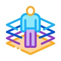 Transfer of man into virtuality icon vector outline illustration