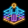 transfer of man into virtuality neon glow icon illustration