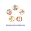 Transfer unspent funds to central government fund concept line icons with text Royalty Free Stock Photo