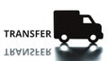 TRANSFER word unloaded from the truck silhouette