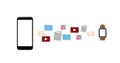 Transferring files from cellphone to smart watch Royalty Free Stock Photo