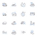 Transferring line icons collection. Transferability, Migration, Relocation, Handover, Conveyance, Handoff, Movement Royalty Free Stock Photo