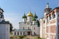 Transfiguration Cathedral and bell tower belfry in Monastery of Saint Euthymius. Suzdal, Russia Royalty Free Stock Photo