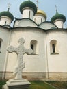 Transfiguration Cathedral and bell tower in Monastery of Saint E Royalty Free Stock Photo