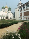 Transfiguration Cathedral and bell tower in Monastery of Saint E Royalty Free Stock Photo