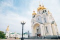 Transfiguration Cathedral historical architecture in Khabarovsk, Russia