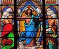 Transfiguration of Jesus, stained glass windows in the Saint Eugene - Saint Cecilia Church, Paris Royalty Free Stock Photo